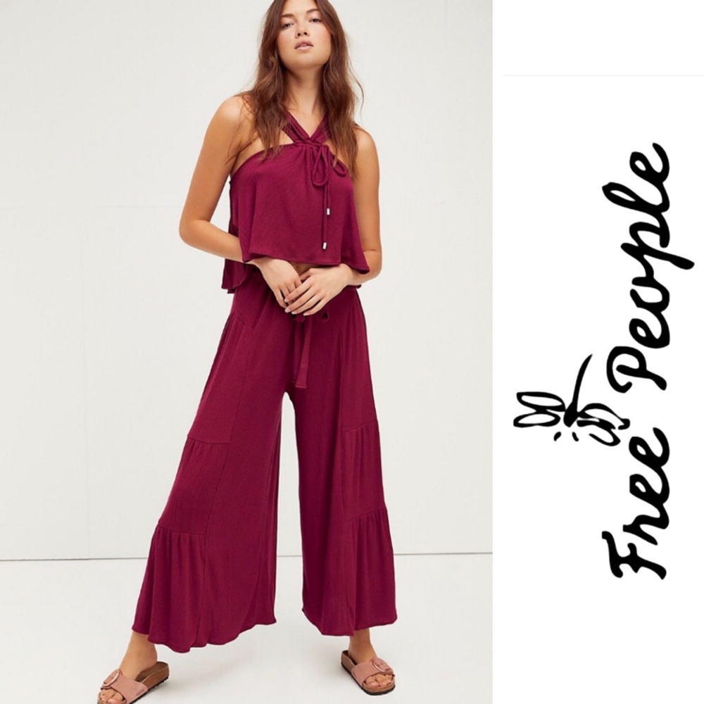 NEW FREE PEOPLE Porter Set Knit Pant & Crop Top XS